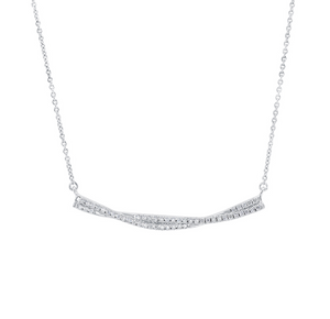 Diamond Twisted Bar Necklace in White, Yellow or Rose Gold - Talisman Collection Fine Jewelers