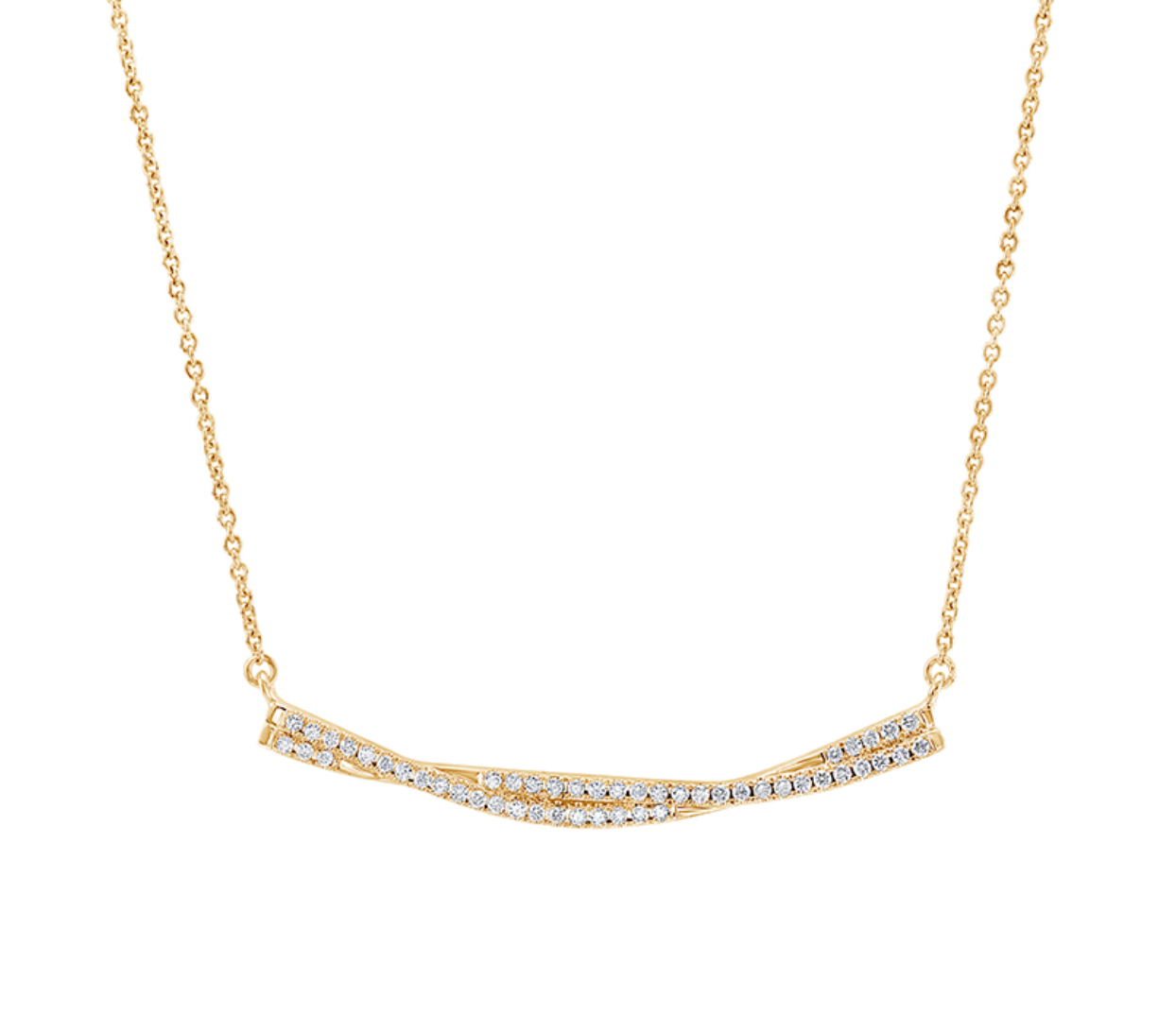 Diamond Twisted Bar Necklace in White, Yellow or Rose Gold - Talisman Collection Fine Jewelers