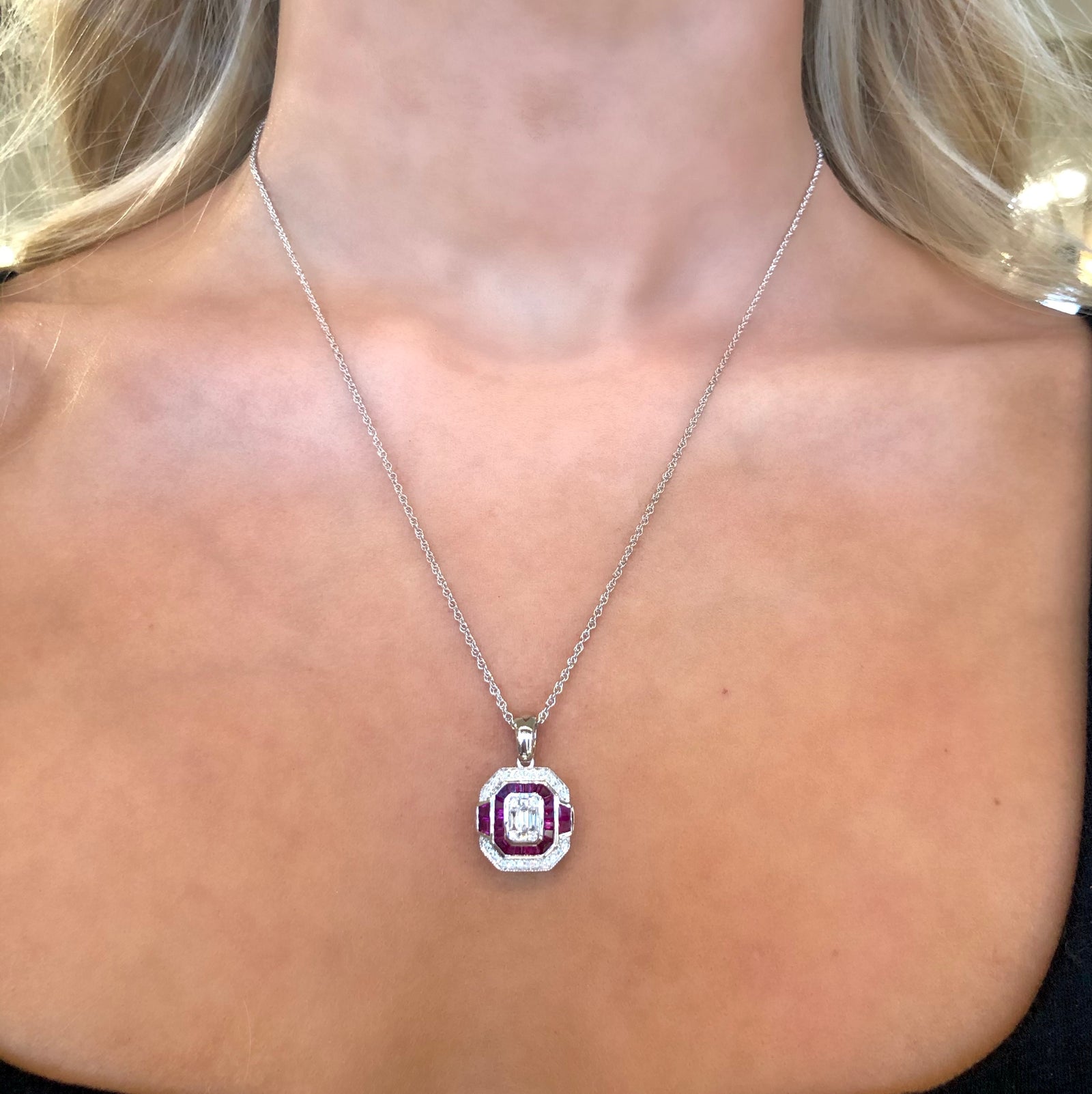 Ruby and Diamond Art Deco Necklace - Talisman Collection Fine Jewelers