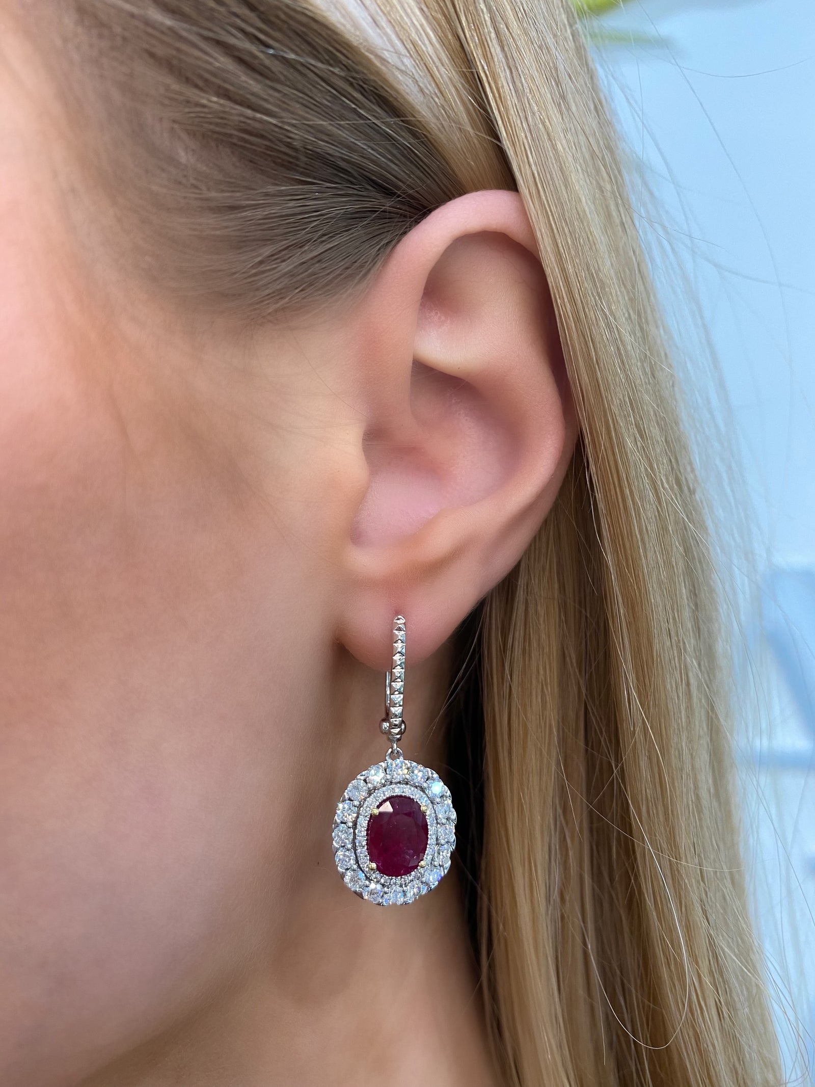 Ruby and Diamond Drop Earrings by Yael