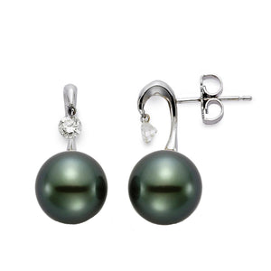 Tahitian Pearl and Drilled Diamond Earrings by Mastoloni - Talisman Collection Fine Jewelers
