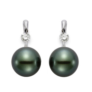 Tahitian Pearl and Drilled Diamond Earrings by Mastoloni - Talisman Collection Fine Jewelers