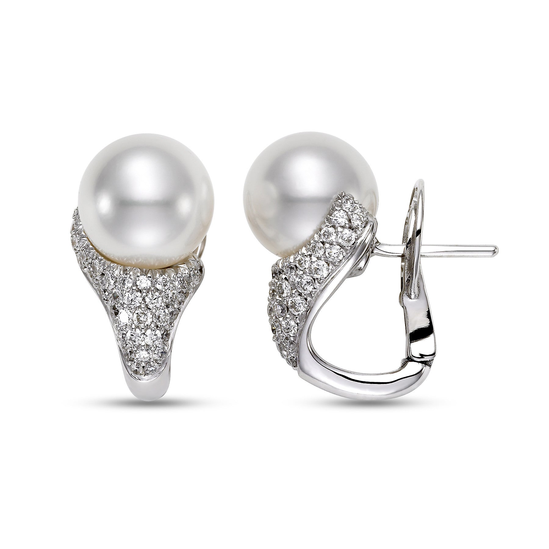 South Sea Pearl 18k Diamond Earrings by Mastoloni - Talisman Collection Fine Jewelers
