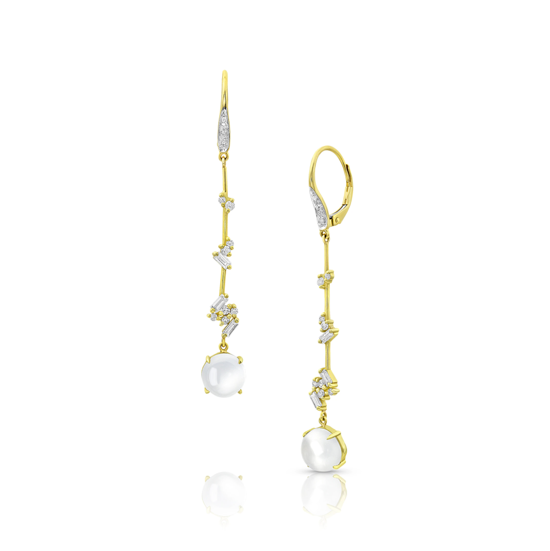 Moonstone and Diamond Luxe Threader Earrings by Meredith Young - Talisman Collection Fine Jewelers