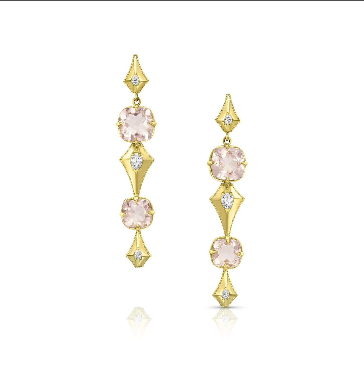 Long Pear Morganite Earrings by Meredith Young - Talisman Collection Fine Jewelers