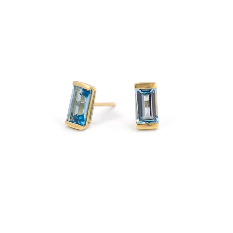 Swiss Blue Topaz Bonbon Stud Earrings