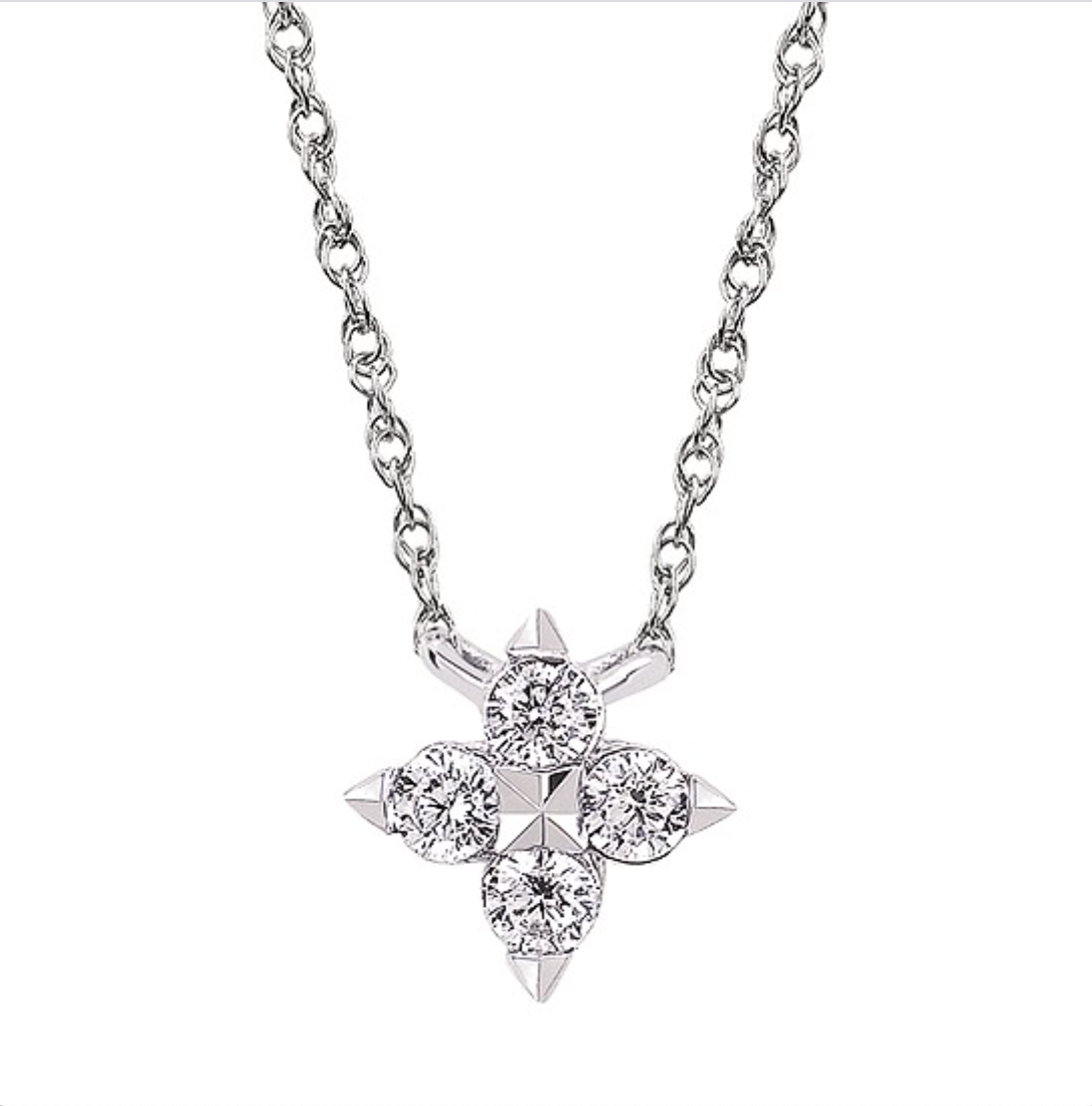 Diamond Flora Necklace in 14k White Gold