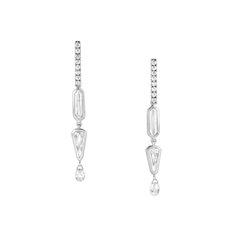 Diamond Shield Dangle Earrings by Meredith Young