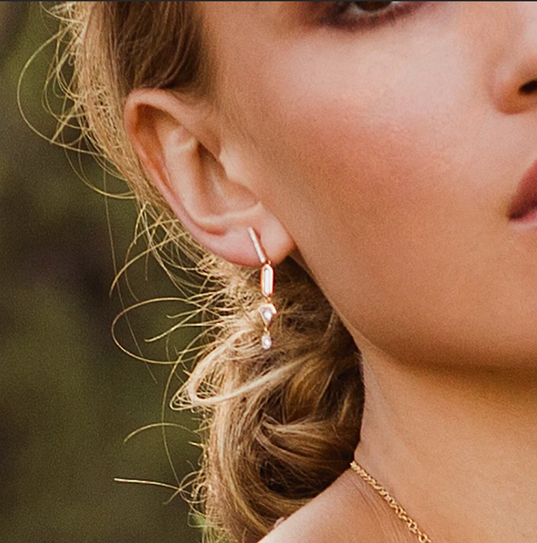 Diamond Shield Dangle Earrings by Meredith Young