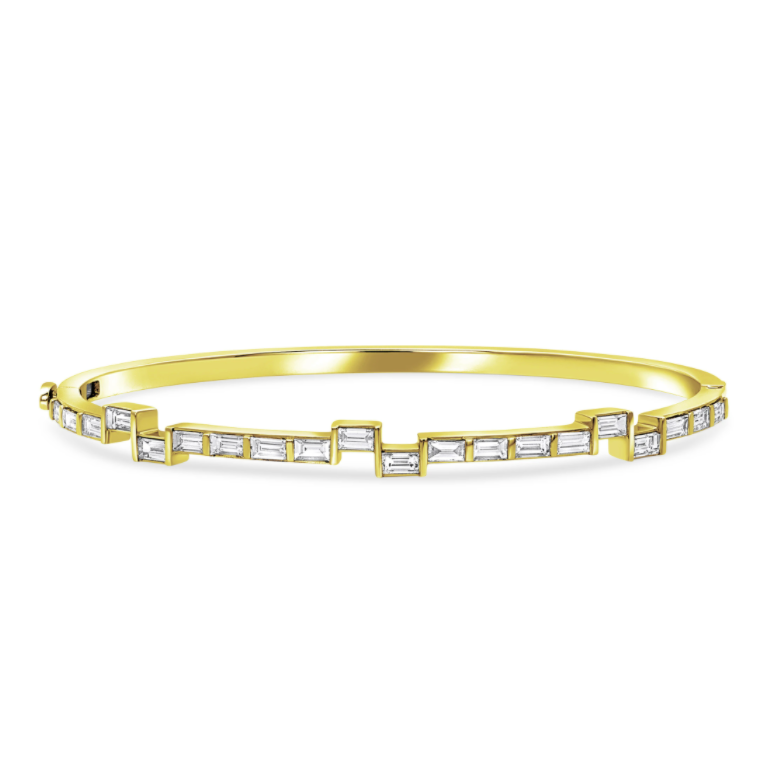 Diamond Chasm Baguette Hinged Bracelet by Meredith Young