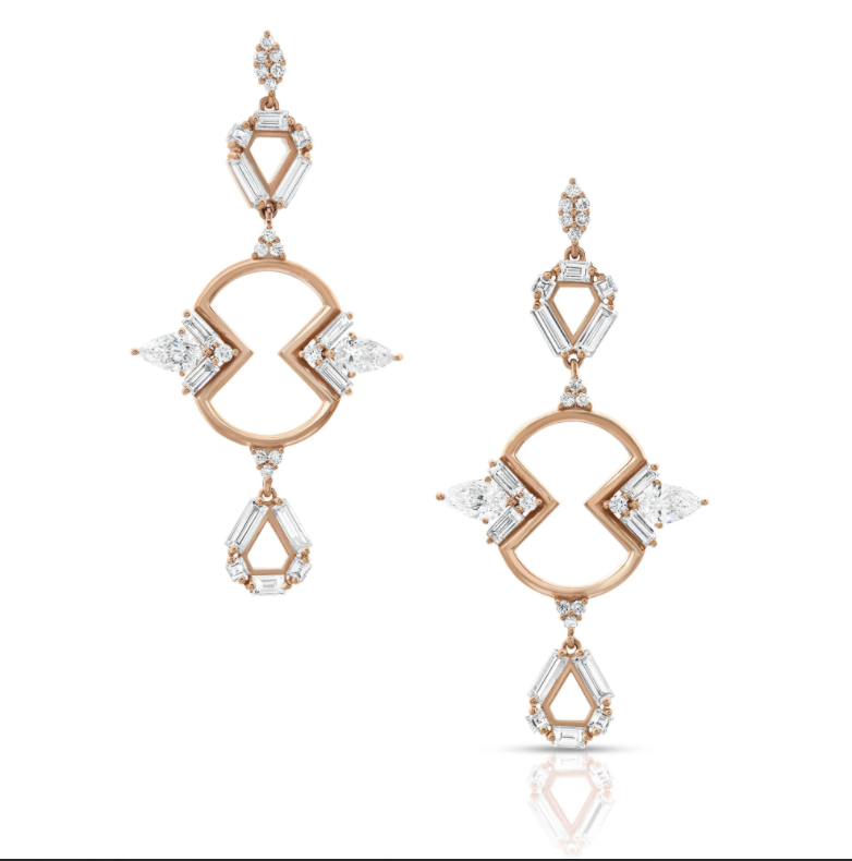 Diamond Mirrored Outline Shield Earrings by Meredith Young
