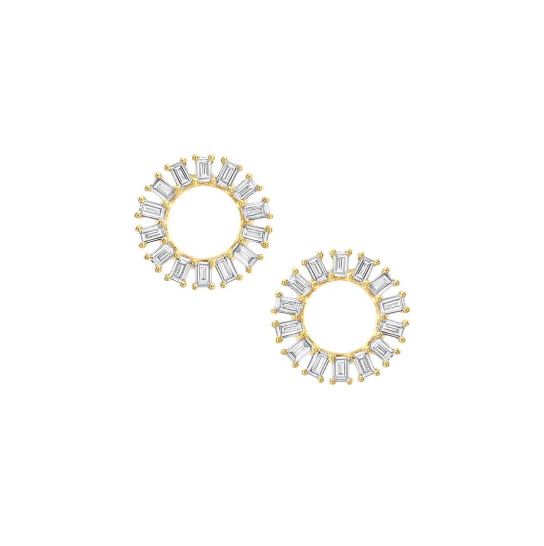 Diamond Open Baguette Circle Stud Earrings by Meredith Young