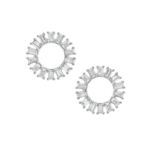 Diamond Open Baguette Circle Stud Earrings by Meredith Young