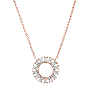 Diamond Baguette Open Circle Necklace by Meredith Young