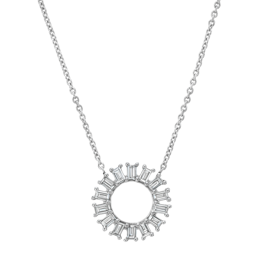 Diamond Baguette Open Circle Necklace by Meredith Young