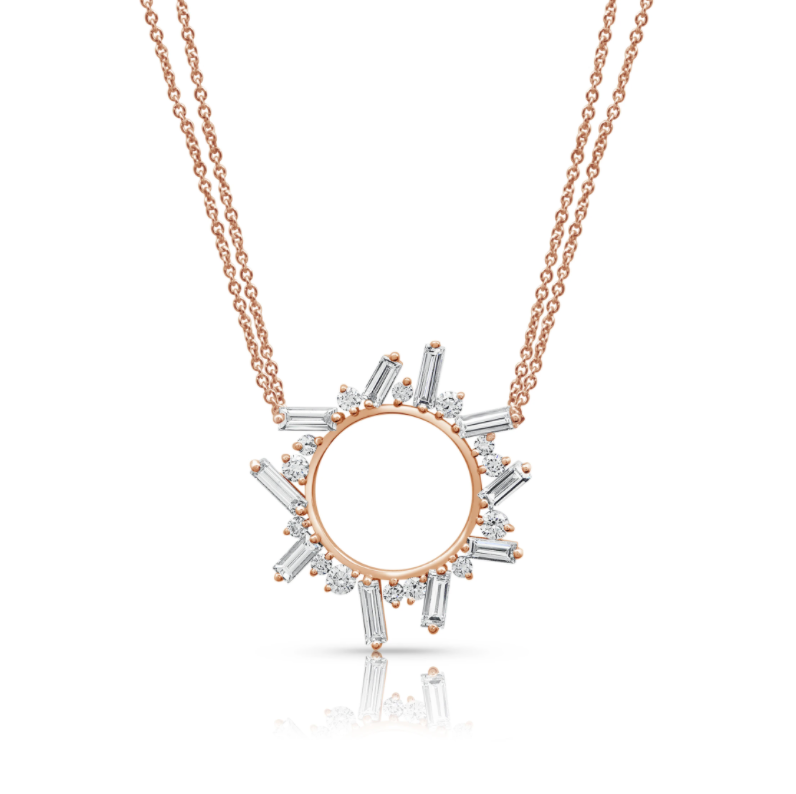 Diamond Baguette Controlled Chaos Open Circle Necklace by Meredith Young