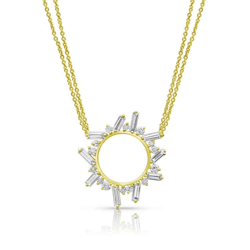 Diamond Baguette Controlled Chaos Open Circle Necklace by Meredith Young