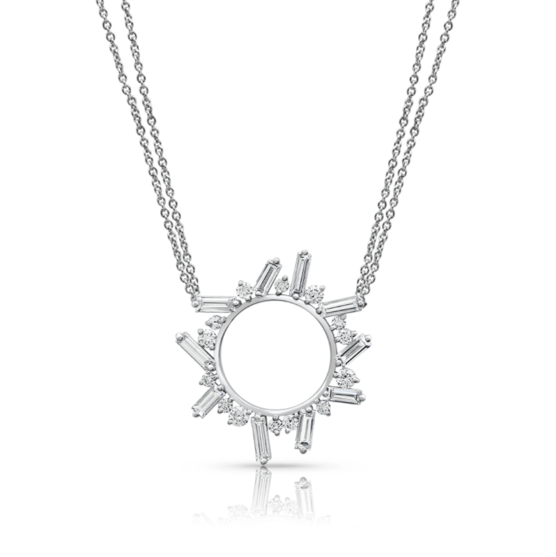 Diamond Baguette Controlled Chaos Open Circle Necklace by Meredith Young