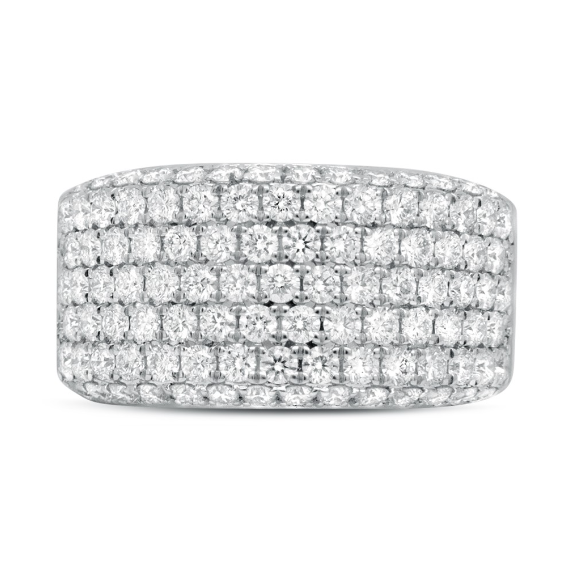 Diamond 7 Row Wide Band in 14k White Gold