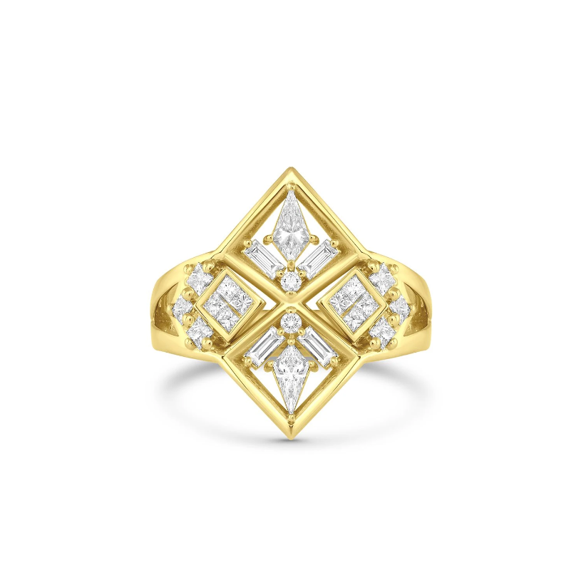 Diamond Artifacts Shield Ring by Meredith Young