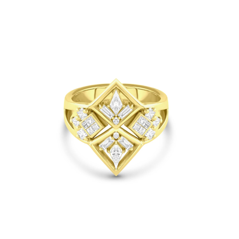 Diamond Artifacts Shield Ring by Meredith Young