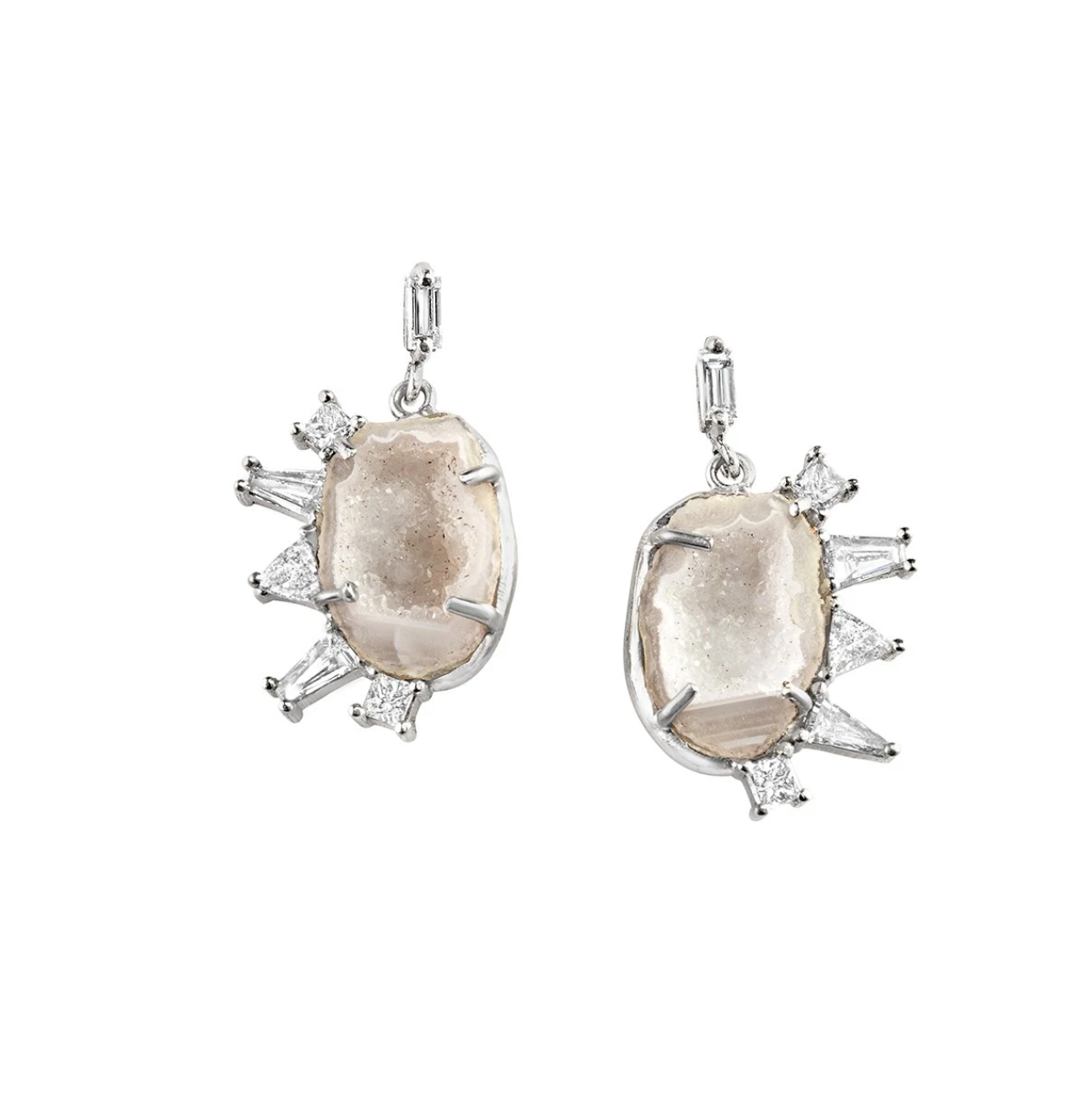 Diamond Edged Geode Earrings by Meredith Young