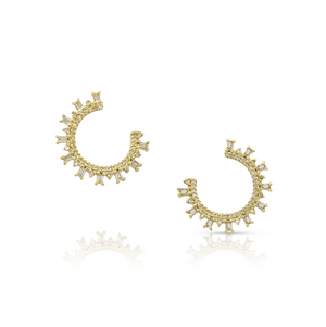 Champagne Diamond Contour Hoop Stud Earrings by Meredith Young