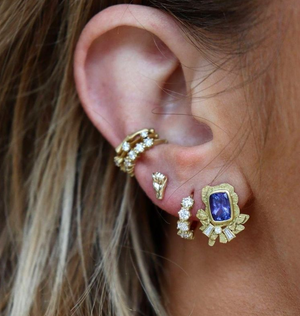 Tanzanite and Diamond Leaf Earrings by Laurie Kaiser