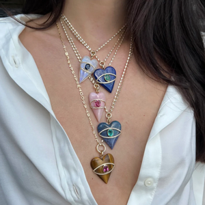 Moonstone and Kyanite Stone Heart Pendant by Eden Presley