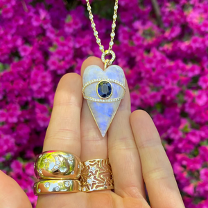 Moonstone and Kyanite Stone Heart Pendant by Eden Presley