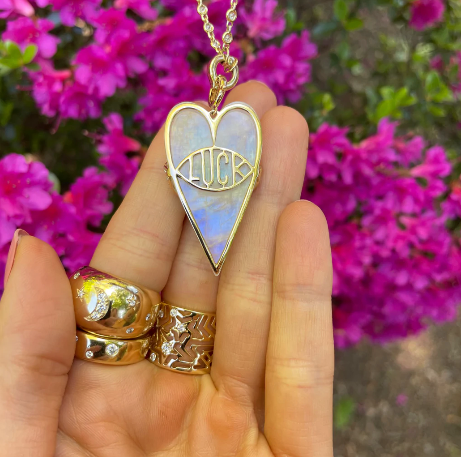 Moonstone and Kyanite Stone Heart Pendant by Eden Presley