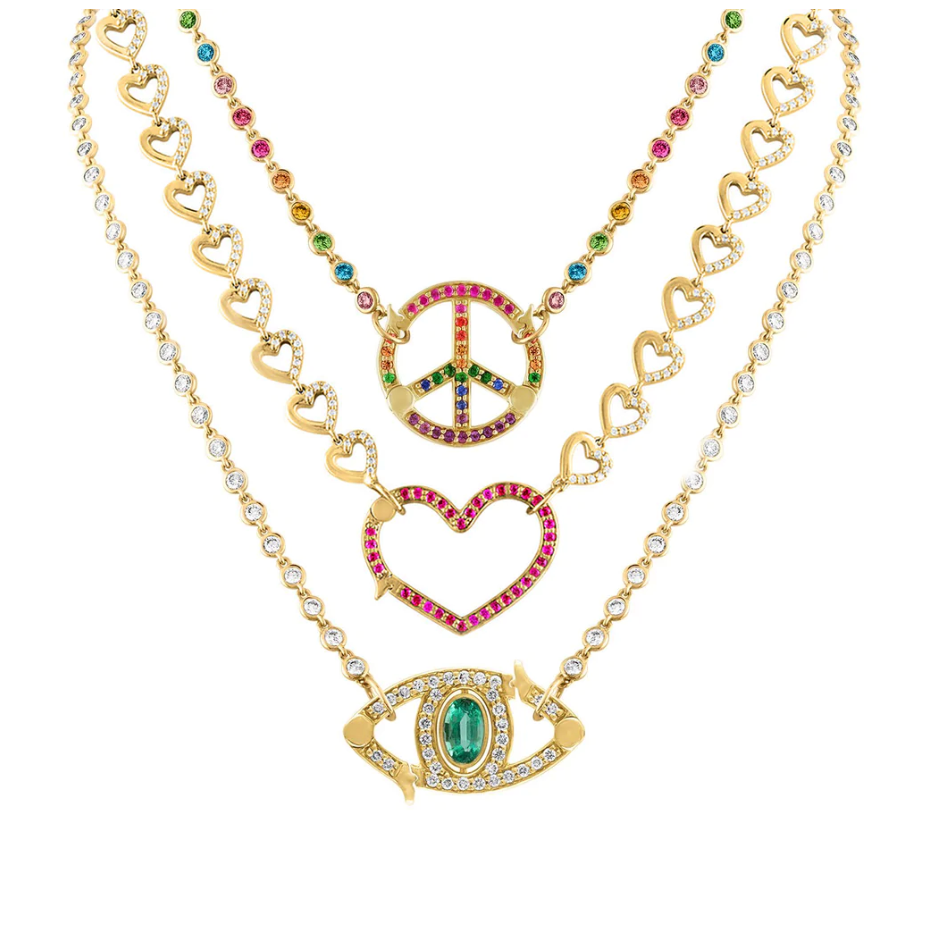 Rainbow Sapphire Peace Necklace by Eden Presley