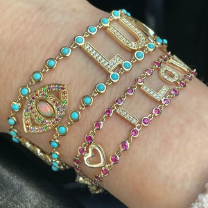 Turquoise Love Luck Mantra Bracelet by Eden Presley