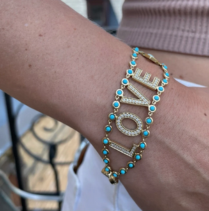 Turquoise Love Luck Mantra Bracelet by Eden Presley