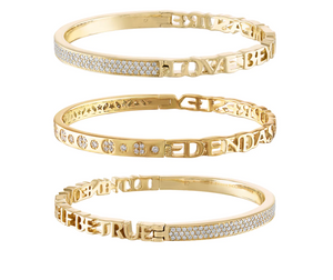 Diamond Half & Half Mantra Bangle Bracelet by Eden Presley