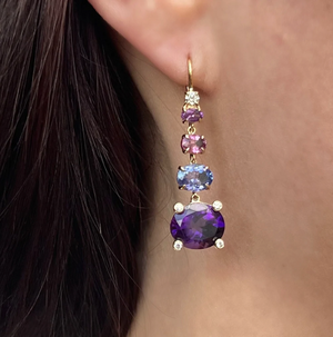 Amethyst and Tanzanite Drop Earrings by Eden Presley