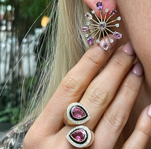 Pink Tourmaline Pear Bypass Ring by Eden Presley