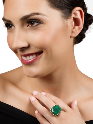 Emerald and Diamond Firecracker Ring by Suzy Landa - Talisman Collection Fine Jewelers