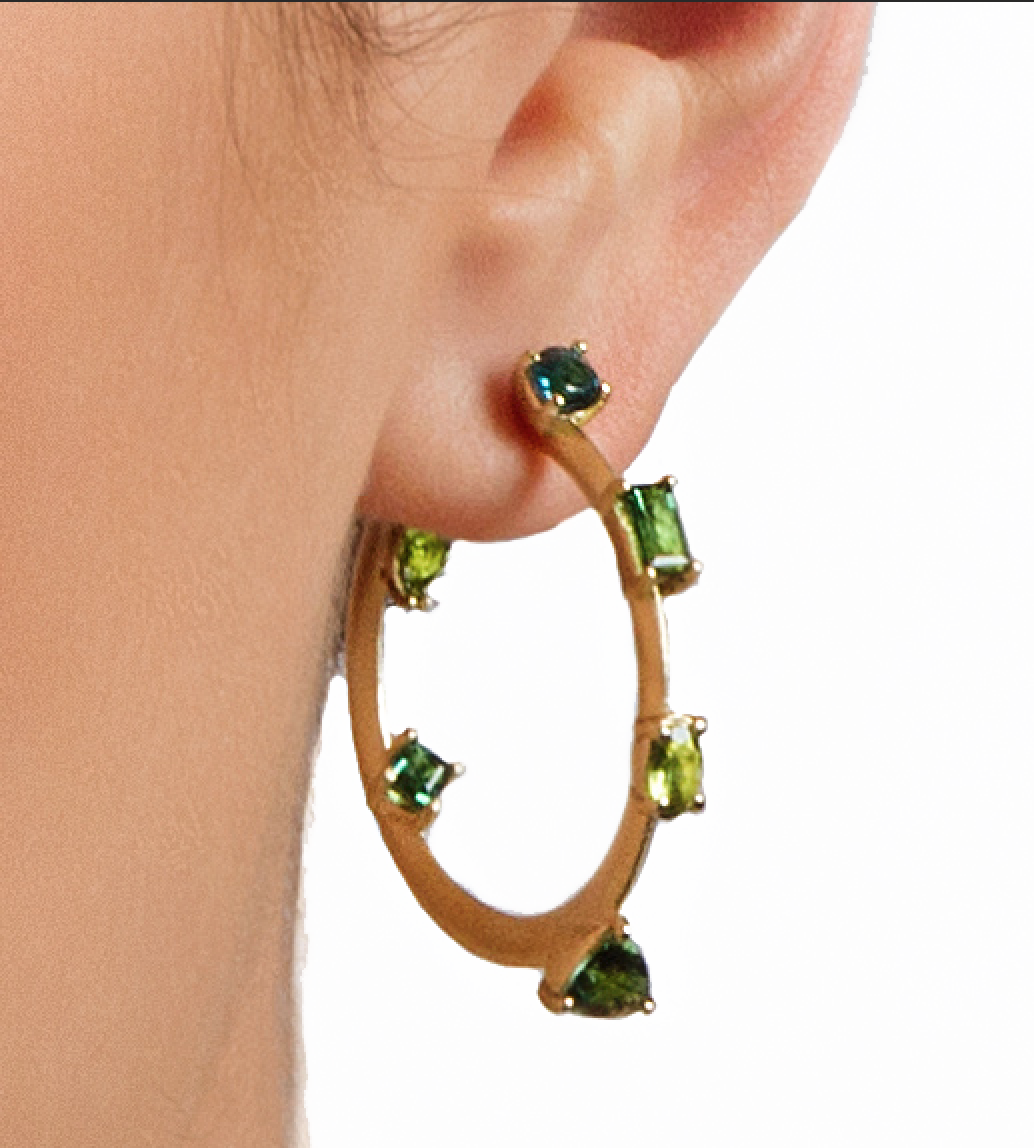 Ombre Green Tourmaline Hoop Earrings by Suzy Landa - Talisman Collection Fine Jewelers