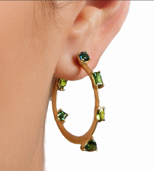 Ombre Green Tourmaline Hoop Earrings by Suzy Landa - Talisman Collection Fine Jewelers