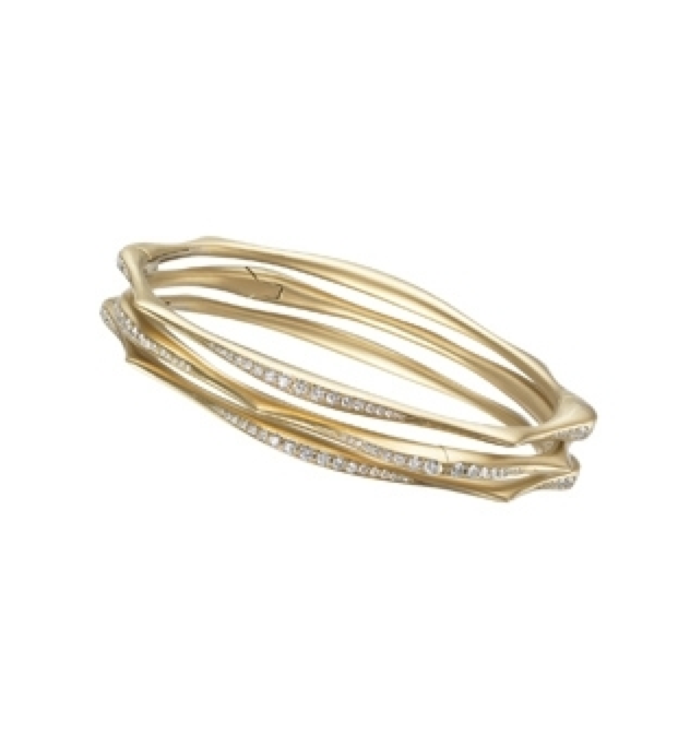 Diamond Wave Bangle Bracelets in 18k Gold by Anahita - Talisman Collection Fine Jewelers