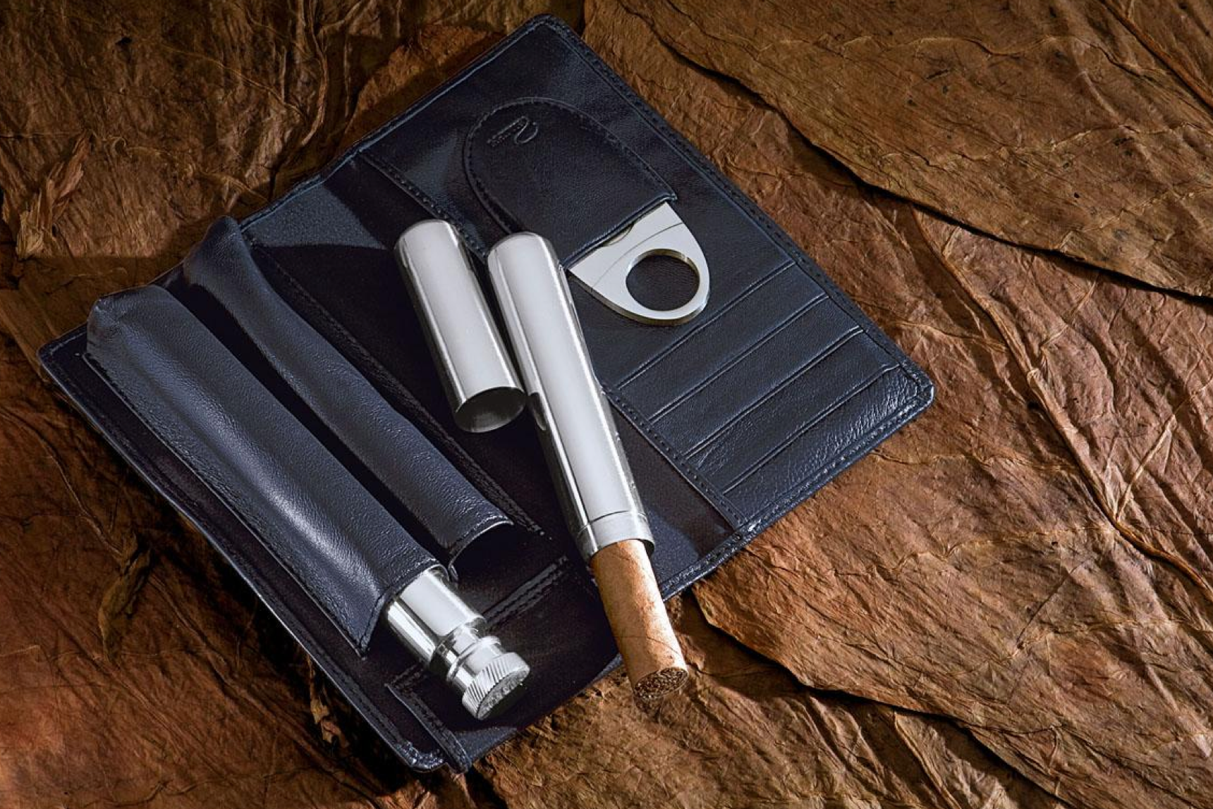 Churchill Cigar Tube + Cognac Flask Set