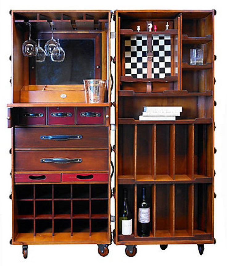Unique Liquor Wine or Cocktail Cabinet Steamer Trunk Furniture 