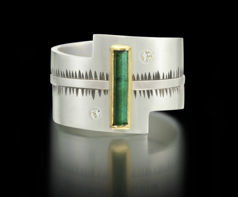 Green Tourmaline and Diamond Ring by Sam Woehrmann - Talisman Collection Fine Jewelers