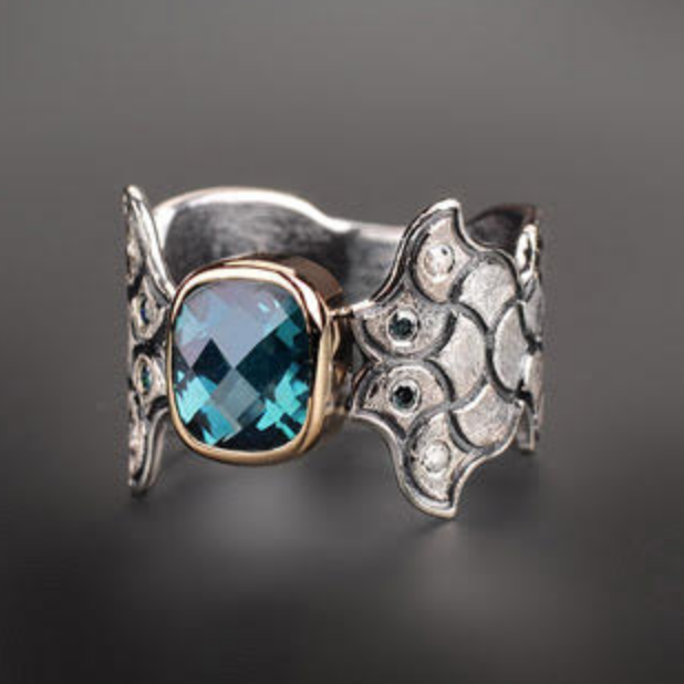 Swiss Blue Topaz A Mermaid's Tale/Tail Ring by Margisa - Talisman Collection Fine Jewelers