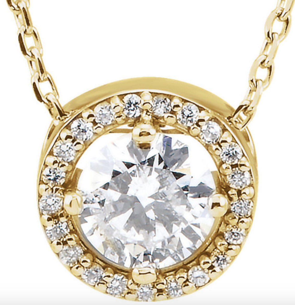 Diamond Halo Pendant on 14k Yellow Gold Chain - Talisman Collection Fine Jewelers
