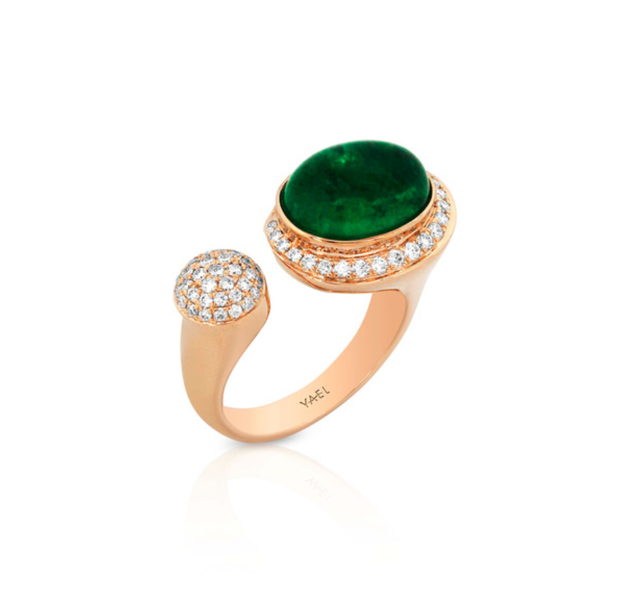 Emerald and Diamond Moi et Toi Ring by Yael - Talisman Collection Fine Jewelers