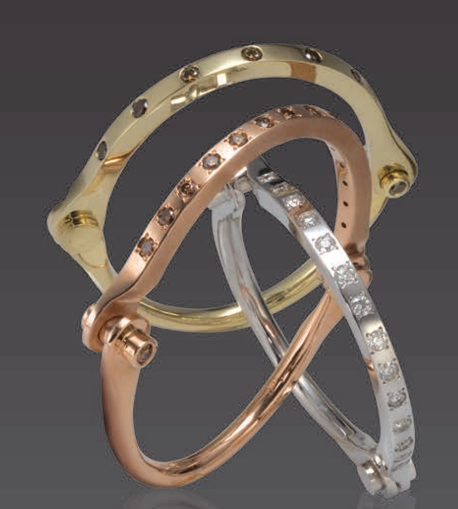 14k Rose Gold Fancy Color Brown Diamond Handcuff by Borgioni - Talisman Collection Fine Jewelers
