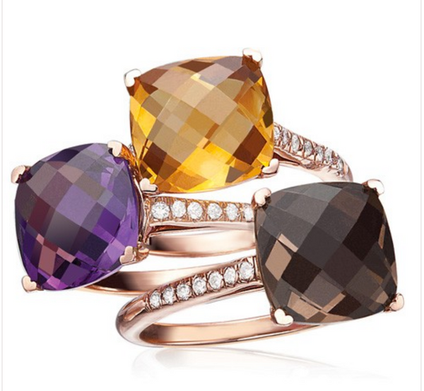 10mm Cushion-Cut Gemstone and Diamond Ring by Lisa Nik