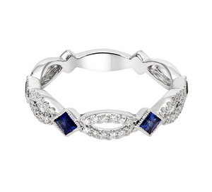 Blue Sapphire and Diamond Stacking Band - Talisman Collection Fine Jewelers